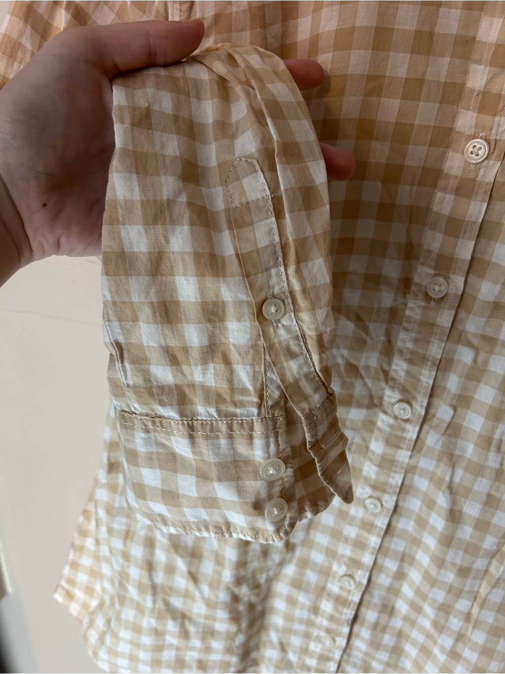 J. Crew Gingham Flannel Button Up Size M Tan & White 100% Cotton Casual - Picture 4 of 13